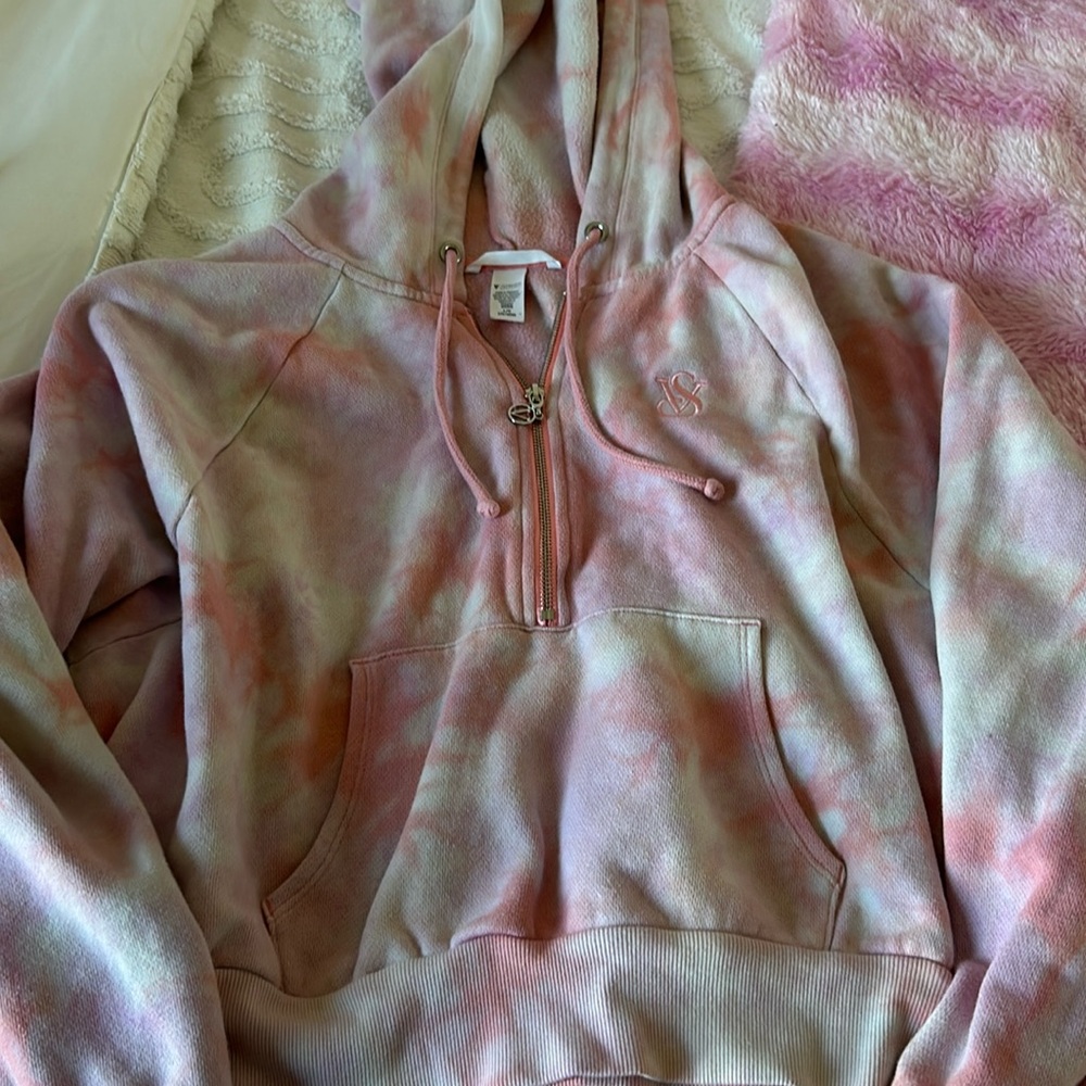 Cute tie-dye Victoria secret pink zip up hoodie!
